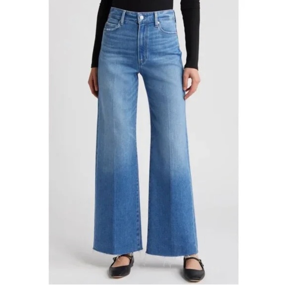 PAIGE Denim - Paige EUC Anessa 31 Wide Leg Raw Hem Denim Jeans Sz 31